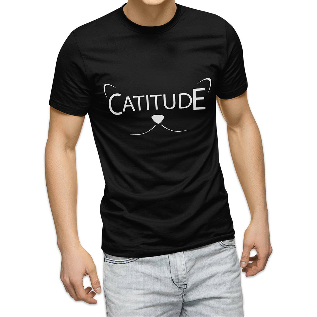 tシャツ メンズ 半袖 ブラック デザイン XS S M L XL 2XL Tシャツ ティーシャツ T shirt 黒 022724 猫 かわいい kabekore-11116124 kabeコレ パッケージ画像