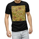 tシャツ メンズ 半袖 ブラック デザイン XS S M L XL 2XL Tシャツ ティーシャツ T shirt 黒 022919 花 ひまわり イラスト