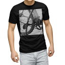 tシャツ メンズ 半袖 ブラック デザイン XS S M L XL 2XL Tシャツ ティーシャツ T shirt 黒 022978 自転車 写真 モノクロ