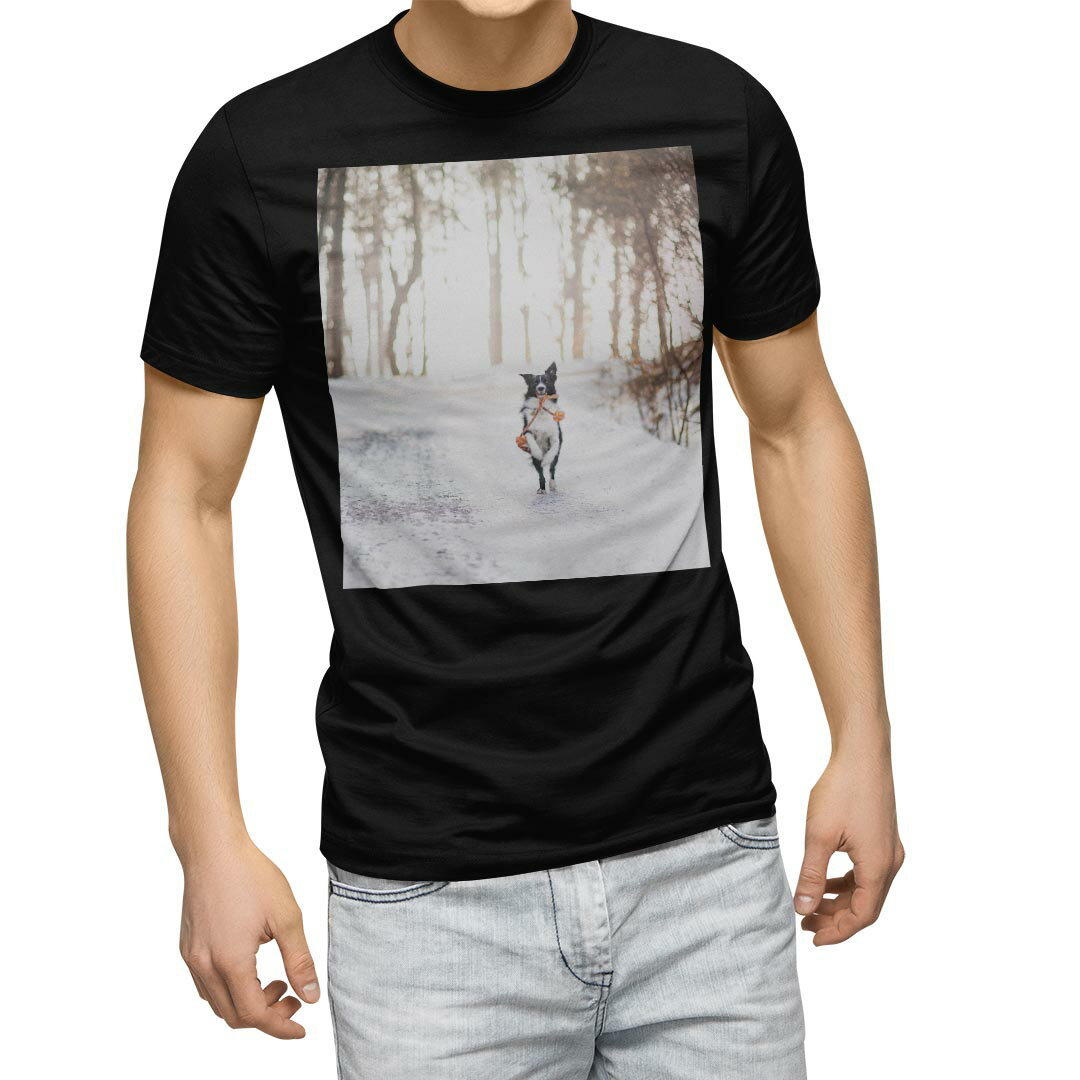 tシャツ メンズ 半袖 ブラック デザイン XS S M L XL 2XL Tシャツ ティーシャツ T shirt　黒 023218 犬..