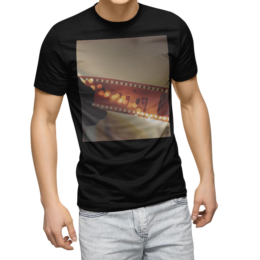 tシャツ メンズ 半袖 ブラック デザイン XS S M L XL 2XL Tシャツ ティーシャツ T shirt　黒 023279 写真　ネガ　カメラ(4)