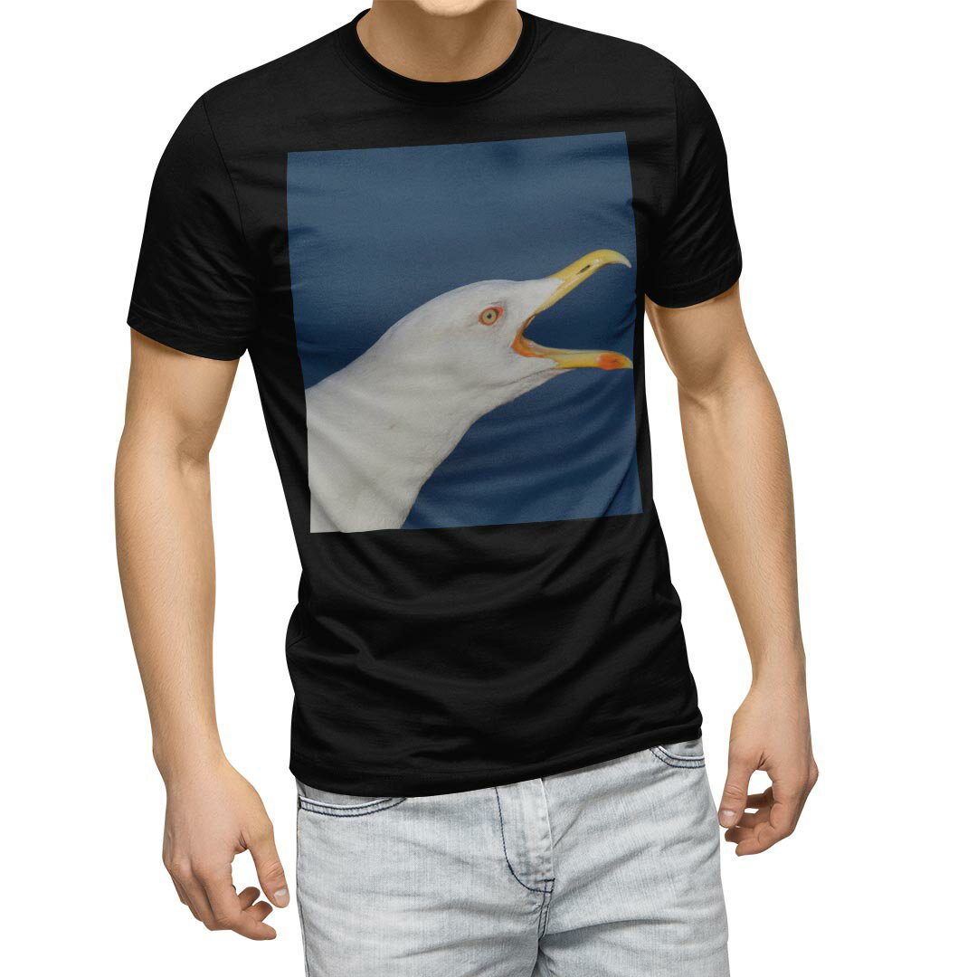 tシャツ メンズ 半袖 ブラック デザイン XS S M L XL 2XL Tシャツ ティーシャツ T shirt　黒 023414 鳥　生き物　写真(4.0)