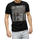 tシャツ メンズ 半袖 ブラック デザイン XS S M L XL 2XL Tシャツ ティーシャツ T shirt 黒 023560 ミーアキャット 動物 写真