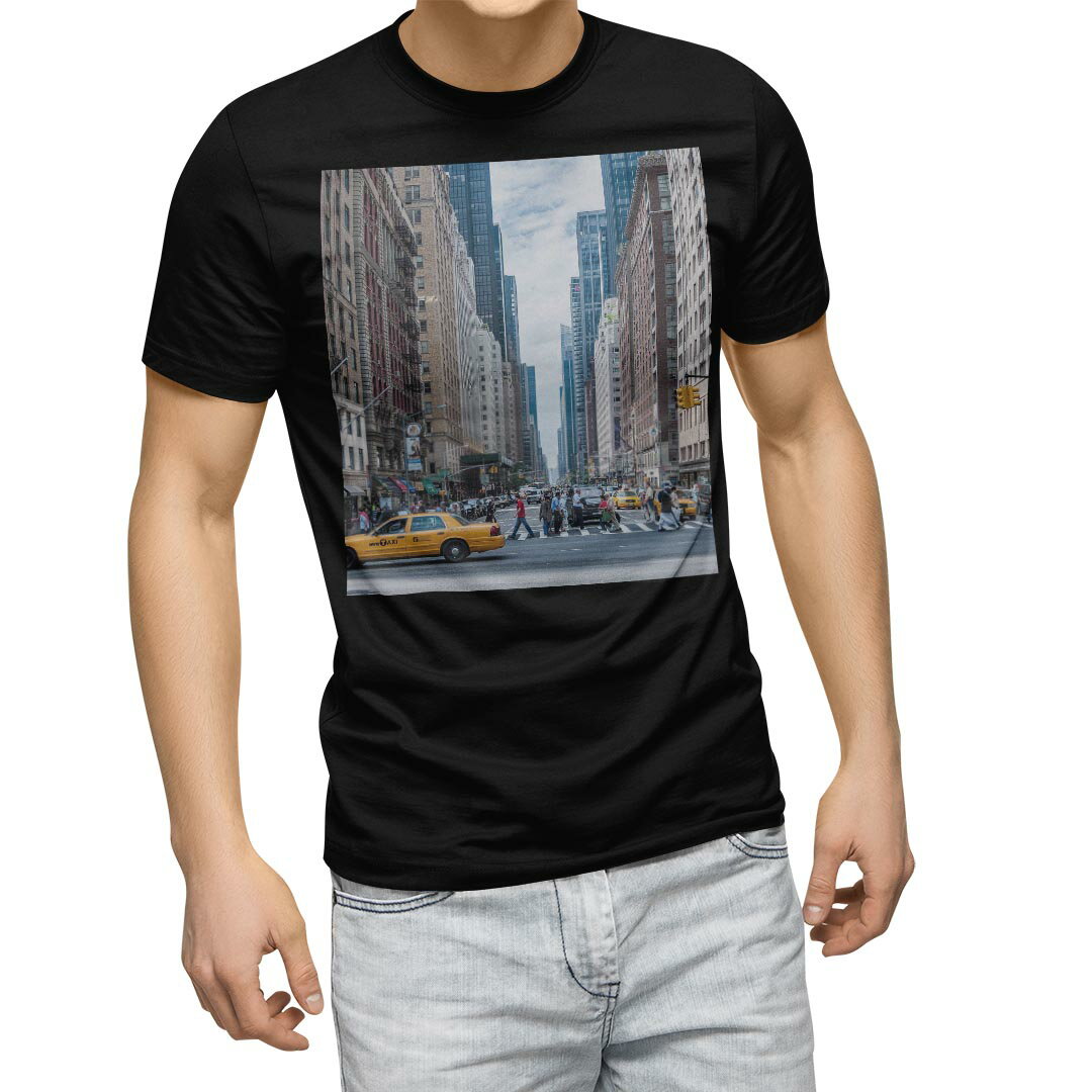 Shirts, T-Shirts - tシャツ メンズ 半袖 ブラック デザイン XS S M L XL 2XL Tシャツ ティーシャツ T shirt　黒 023659 ビル　都市　風景　車