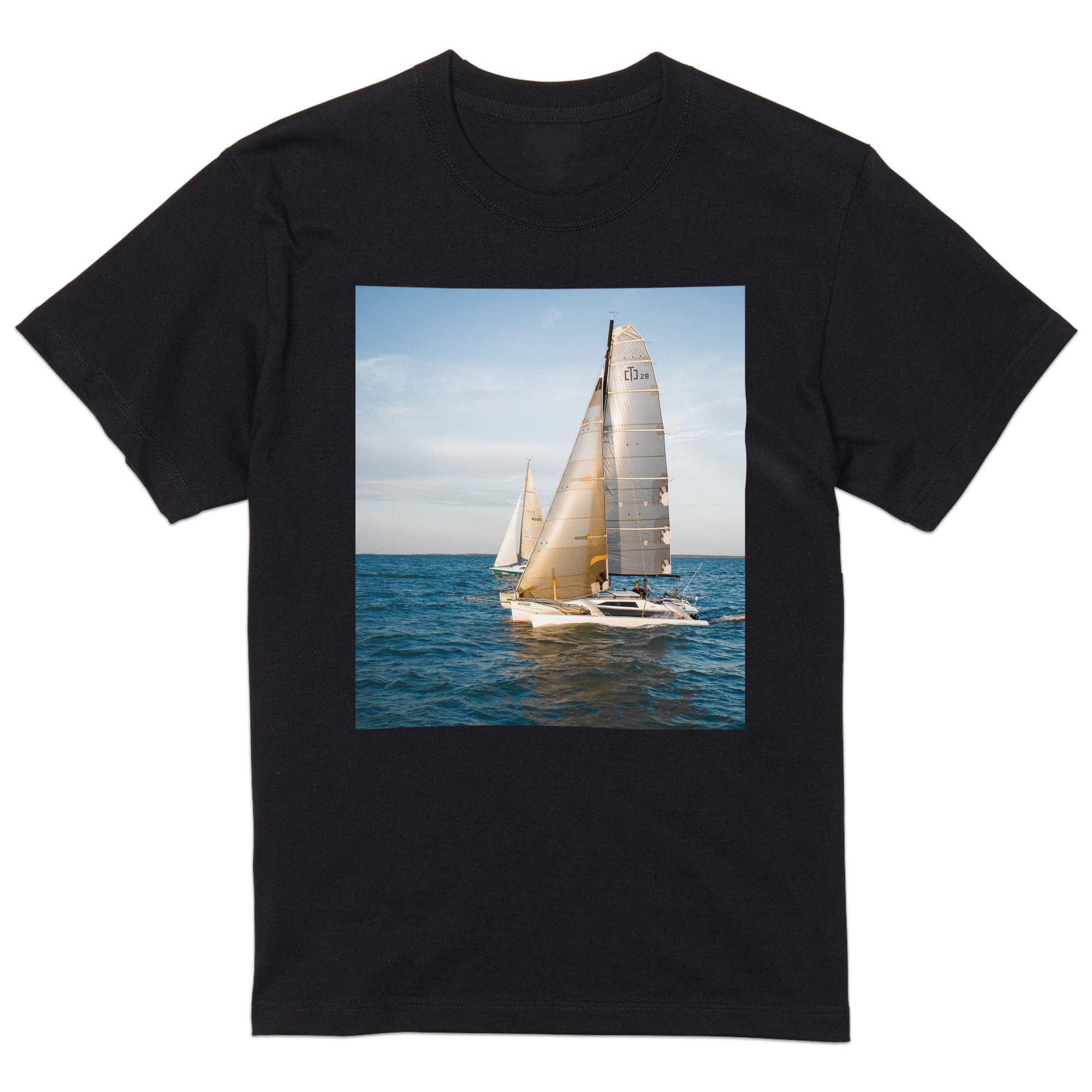 tシャツ メンズ 半袖 ブラック デザイン XS S M L XL 2XL Tシャツ ティーシャツ T shirt　黒 023757 ヨット　写真　風景(4.0)