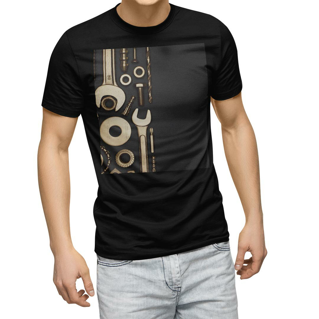 tシャツ メンズ 半袖 ブラック デザイン XS S M L XL 2XL Tシャツ ティーシャツ T shirt　黒 023764 工具　黒