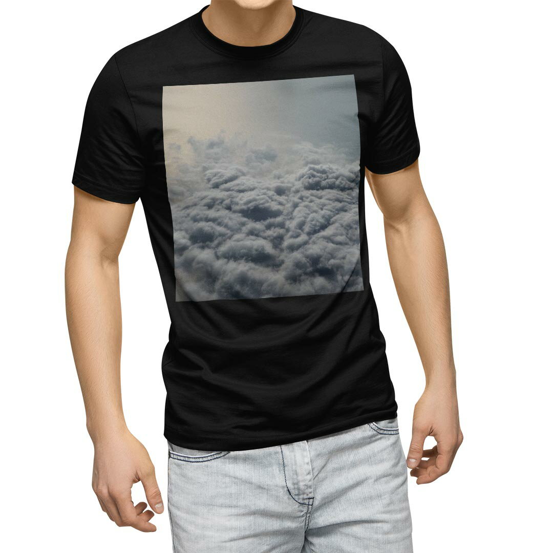 Rakuten - tシャツ メンズ 半袖 ブラック デザイン XS S M L XL 2XL Tシャツ ティーシャツ T shirt　黒 023804 空　雲　写真