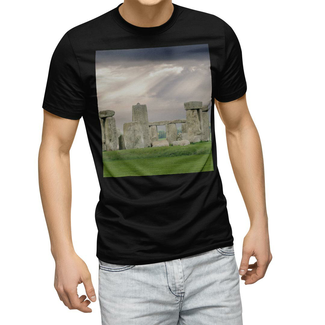 tシャツ メンズ 半袖 ブラック デザイン XS S M L XL 2XL Tシャツ ティーシャツ T shirt　黒 023837 建造物　景色