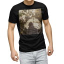 tシャツ メンズ 半袖 ブラック デザイン XS S M L XL 2XL Tシャツ ティーシャツ T shirt 黒 023925 傘 写真 セピア