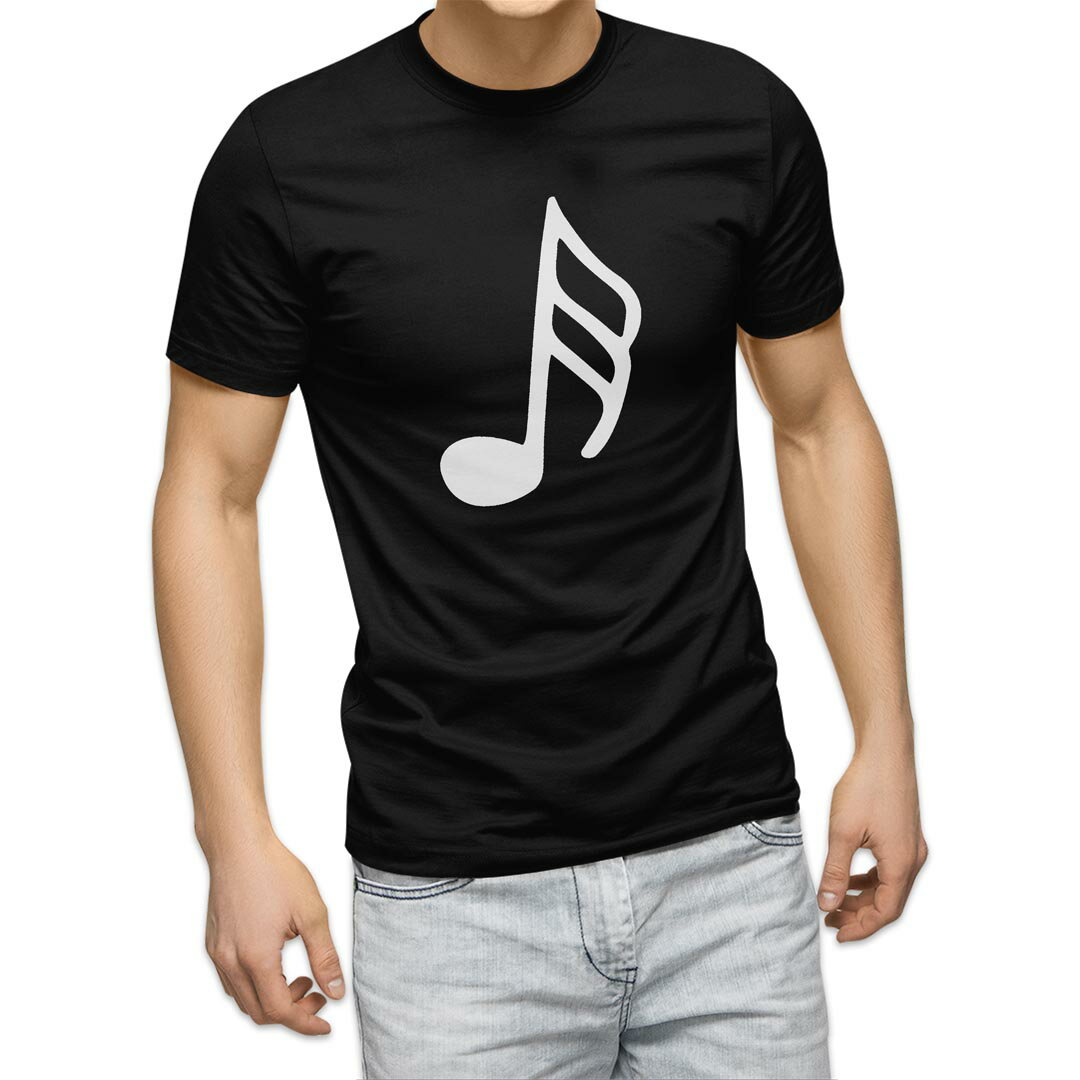 tシャツ メンズ 半袖 ブラック デザイン XS S M L XL 2XL Tシャツ ティーシャツ T shirt 黒 031905 音符 三十二分音符