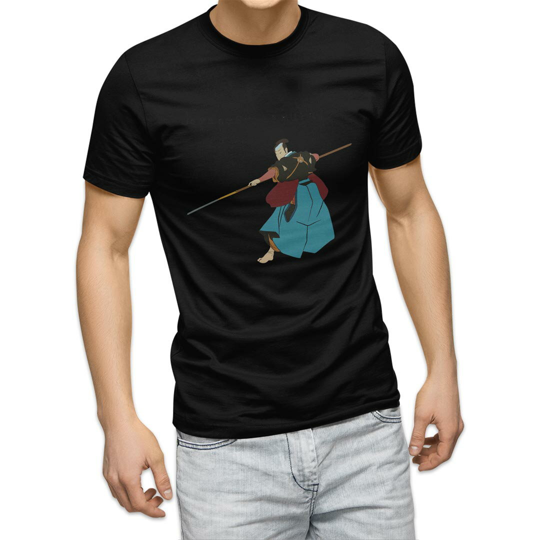 乐天商城 - tシャツ メンズ 半袖 ブラック デザイン XS S M L XL 2XL Tシャツ ティーシャツ T shirt　黒 032040 侍 日本 浮世絵