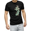 tシャツ メンズ 半袖 ブラック デザイン XS S M L XL 2XL Tシャツ ティーシャツ T shirt 黒 032044 女性 日本 浮世絵(4)
