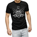 tシャツ メンズ 半袖 ブラック デザイン XS S M L XL 2XL Tシャツ ティーシャツ T shirt　黒 032143 スカル パイレーツ