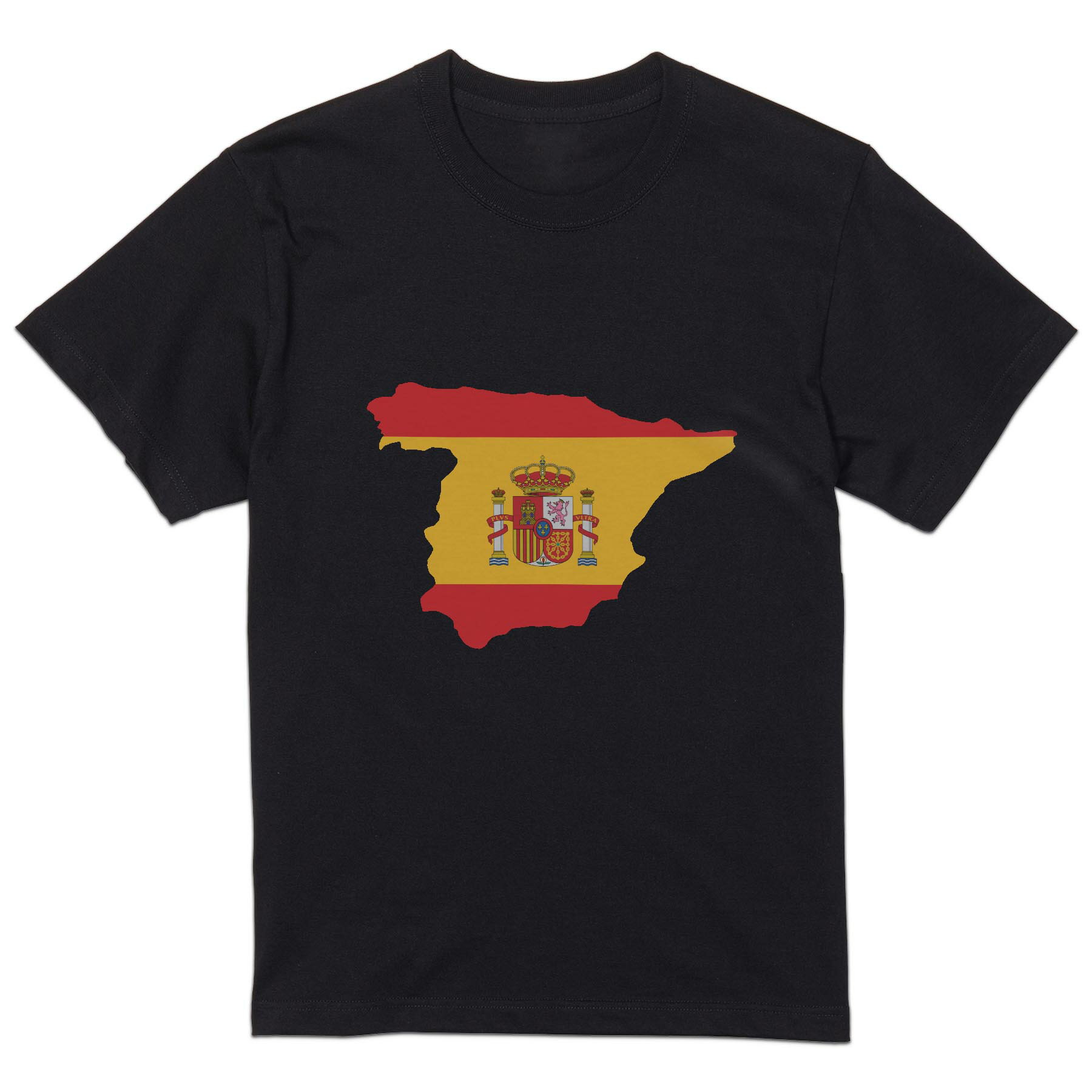 tシャツ メンズ 半袖 ブラック デザイン XS S M L XL 2XL Tシャツ ティーシャツ T shirt 黒 034599 国旗 国 SPAIN スペイン