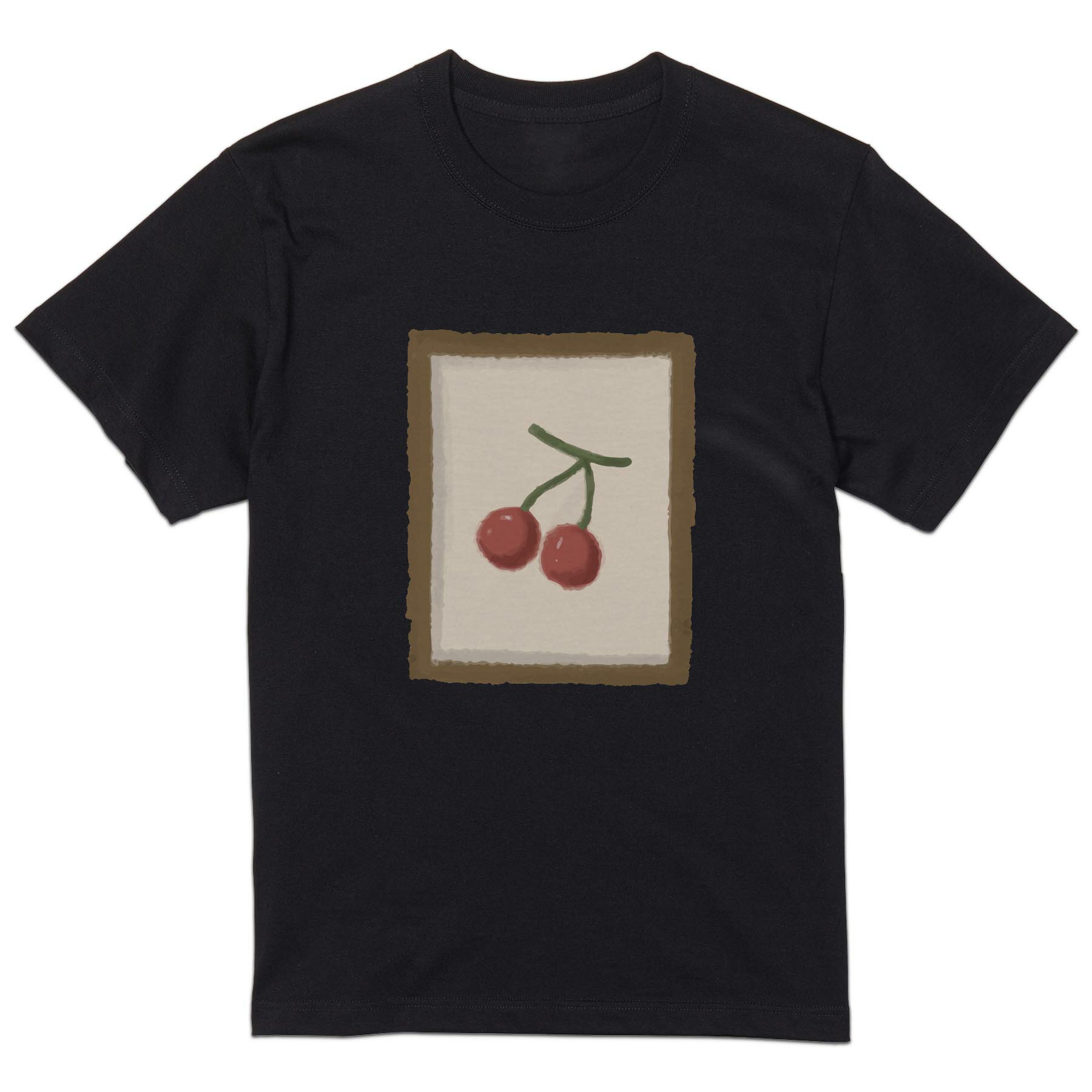 tシャツ メンズ 半袖 ブラック デザイン XS S M L XL 2XL Tシャツ ティーシャツ T shirt 黒 034638 デザイン サクランボ 手書き