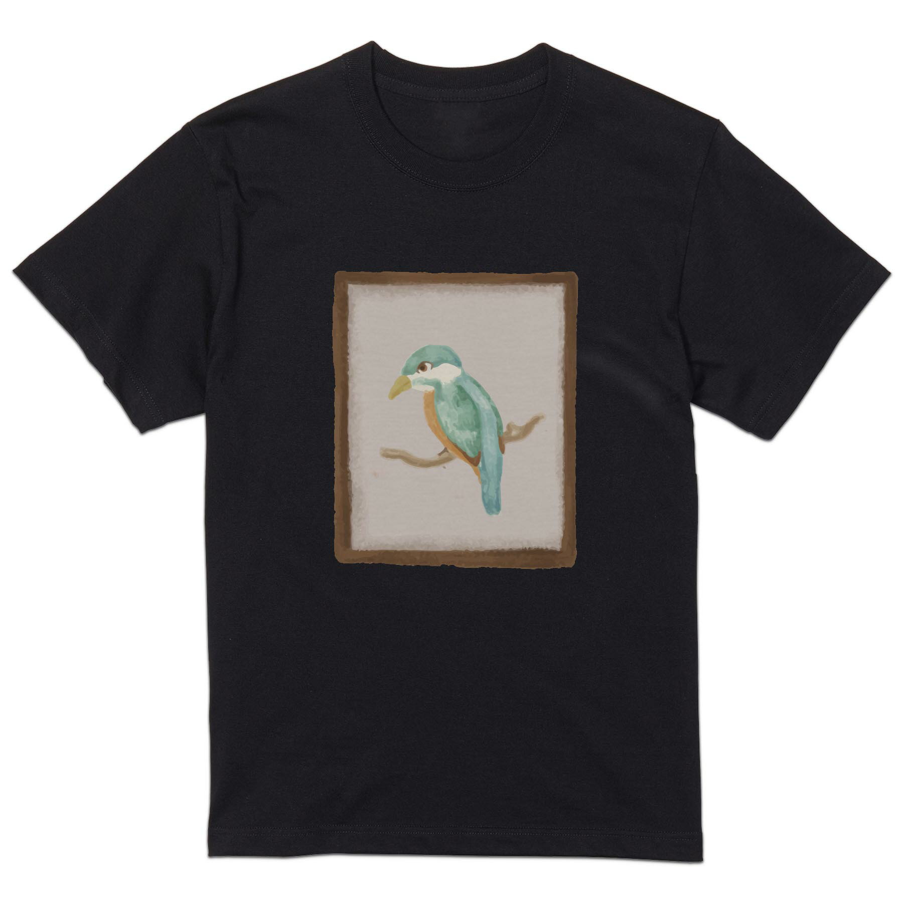 Japanese Print - tシャツ メンズ 半袖 ブラック デザイン XS S M L XL 2XL Tシャツ ティーシャツ T shirt 黒 034644 デザイン 鳥 手書き