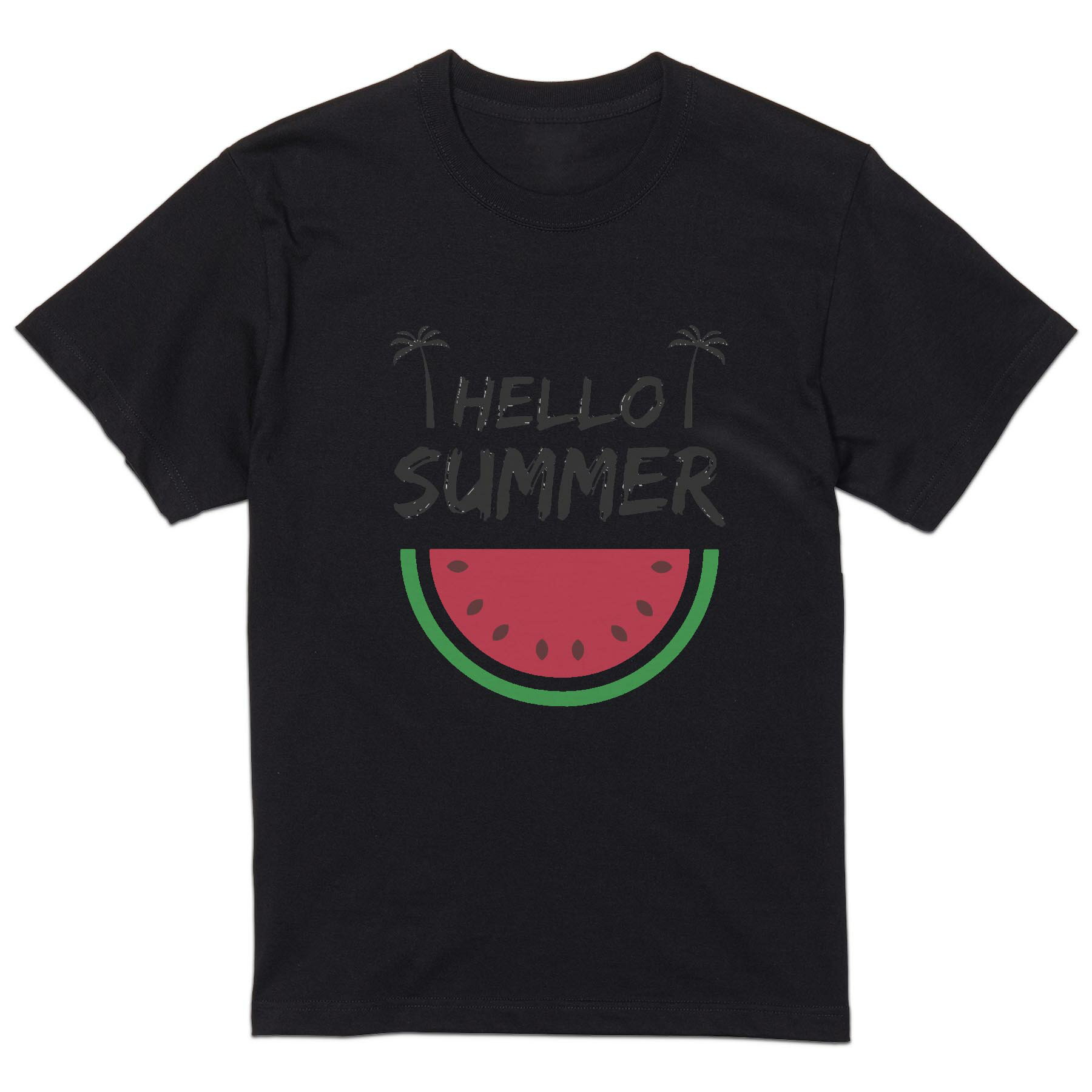tシャツ メンズ 半袖 ブラック デザイン XS S M L XL 2XL Tシャツ ティーシャツ T shirt 黒 034740 食べ物 スイカ summer