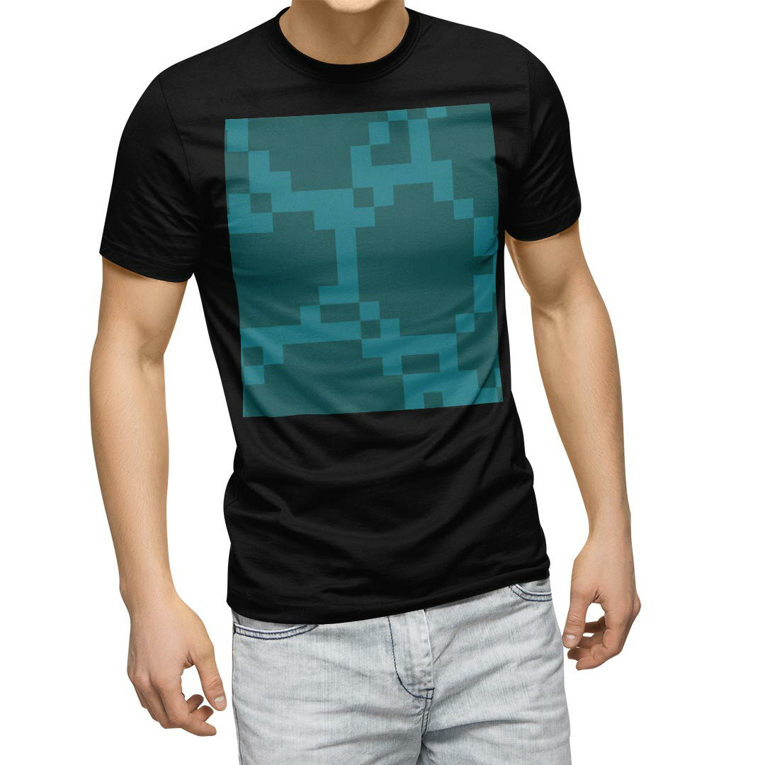 tシャツ メンズ 半袖 ブラック デザイン XS S M L XL 2XL Tシャツ ティーシャツ T shirt　黒 004051 チェック・ボーダー 模様　緑