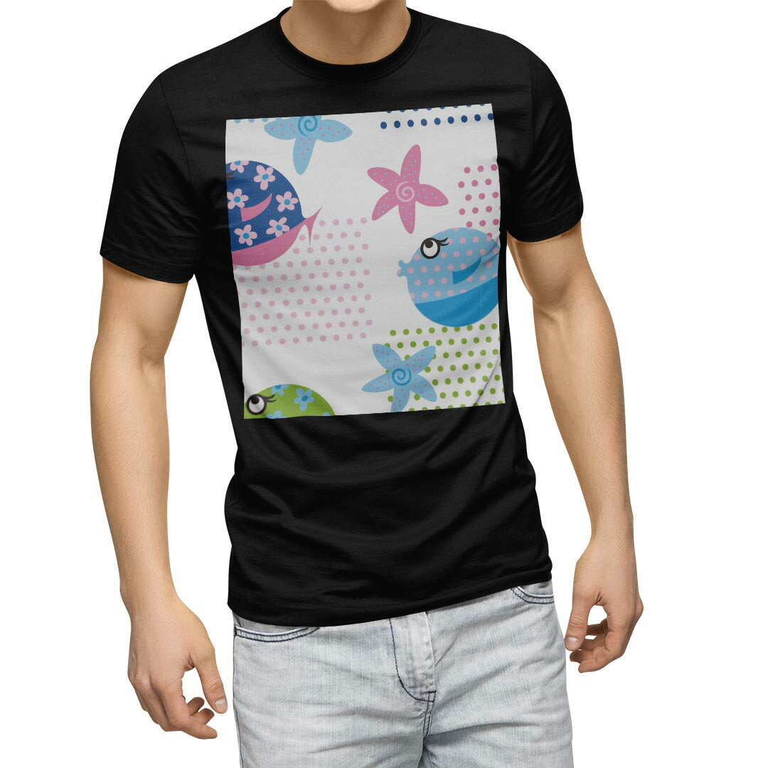Character - tシャツ メンズ 半袖 ブラック デザイン XS S M L XL 2XL Tシャツ ティーシャツ T shirt　黒 004083 ラブリー キャラクター　カラフル