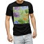 tシャツ メンズ 半袖 ブラック デザイン XS S M L XL 2XL Tシャツ ティーシャツ T shirt　黒 004176 フラワー 花　イラスト　緑