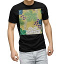 tシャツ メンズ 半袖 ブラック デザイン XS S M L XL 2XL Tシャツ ティーシャツ T shirt 黒 004332 フラワー ぶどう イラスト 模様