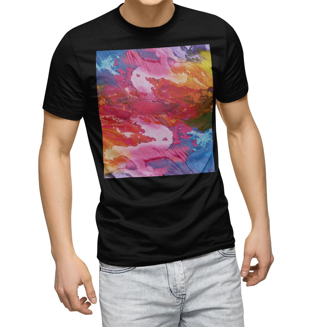 tシャツ メンズ 半袖 ブラック デザイン XS S M L XL 2XL Tシャツ ティーシャツ T shirt 黒 004721 フラワー 写真・風景 色彩 カラフル