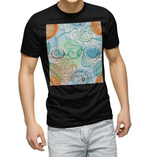 tシャツ メンズ 半袖 ブラック デザイン XS S M L XL 2XL Tシャツ ティーシャツ T shirt 黒 005010 フラワー 花 フラワー イラスト tシャツ メンズ 半袖 ブラック デザイン XS S M L XL 2XL Tシャツ ティーシャツ T shirt 黒 005010 フラワー 花 フラワー イラスト