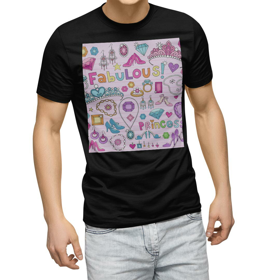 楽天kabeコレtシャツ メンズ 半袖 ブラック デザイン XS S M L XL 2XL Tシャツ ティーシャツ T shirt　黒 005116 ラブリー おしゃれ　アクセサリー　靴