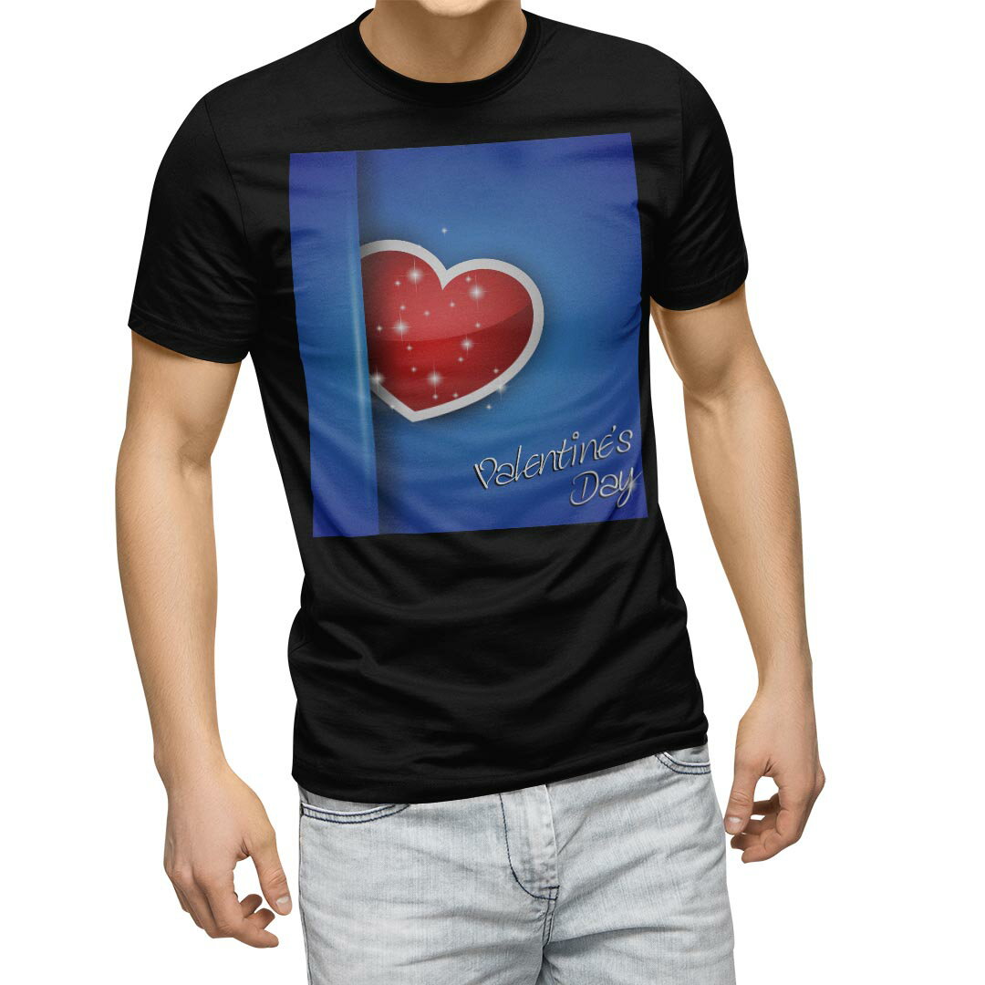 楽天kabeコレtシャツ メンズ 半袖 ブラック デザイン XS S M L XL 2XL Tシャツ ティーシャツ T shirt　黒 005280 ラブリー ハート　バレンタイン　キラキラ