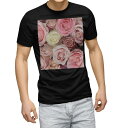 tシャツ メンズ 半袖 ブラック デザイン XS S M L XL 2XL Tシャツ ティーシャツ T shirt 黒 005356 フラワー 写真・風景 花 フラワー 写真 ピンク(4)