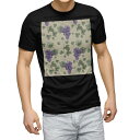 tシャツ メンズ 半袖 ブラック デザイン XS S M L XL 2XL Tシャツ ティーシャツ T shirt 黒 005731 チェック・ボーダー ブドウ 葡萄 模様