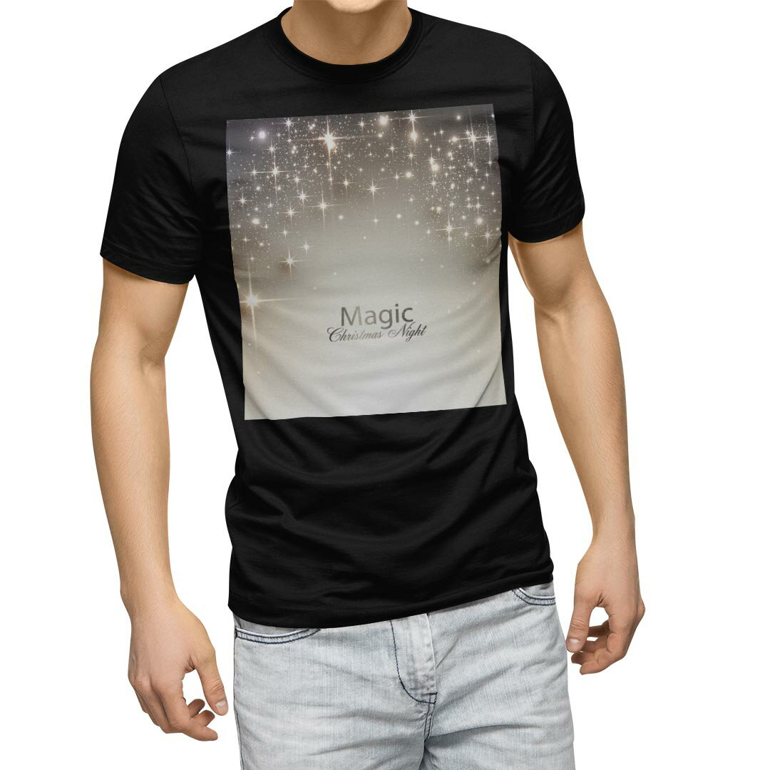 楽天kabeコレtシャツ メンズ 半袖 ブラック デザイン XS S M L XL 2XL Tシャツ ティーシャツ T shirt　黒 005770 ラグジュアリー クリスマス　きらきら