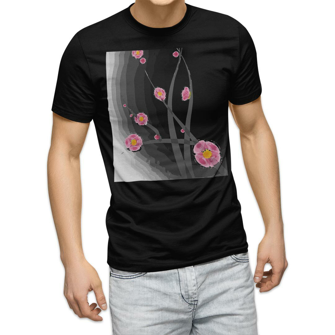 Rakuten - tシャツ メンズ 半袖 ブラック デザイン XS S M L XL 2XL Tシャツ ティーシャツ T shirt 黒 005908 和風　和柄　花