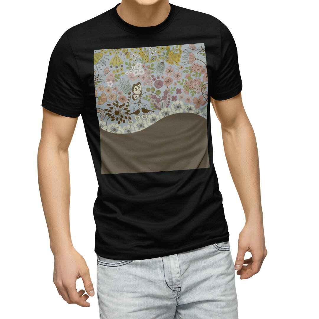 Rakuten - tシャツ メンズ 半袖 ブラック デザイン XS S M L XL 2XL Tシャツ ティーシャツ T shirt　黒 006088 その他 花　フラワー