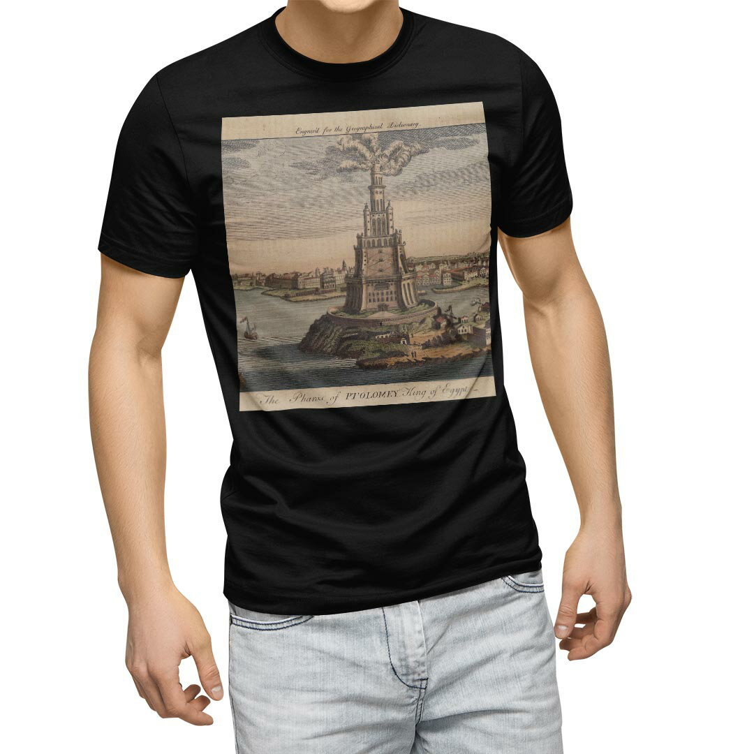 tシャツ メンズ 半袖 ブラック デザイン XS S M L XL 2XL Tシャツ ティーシャツ T shirt 黒 006090 写真・風景 イラスト 建物