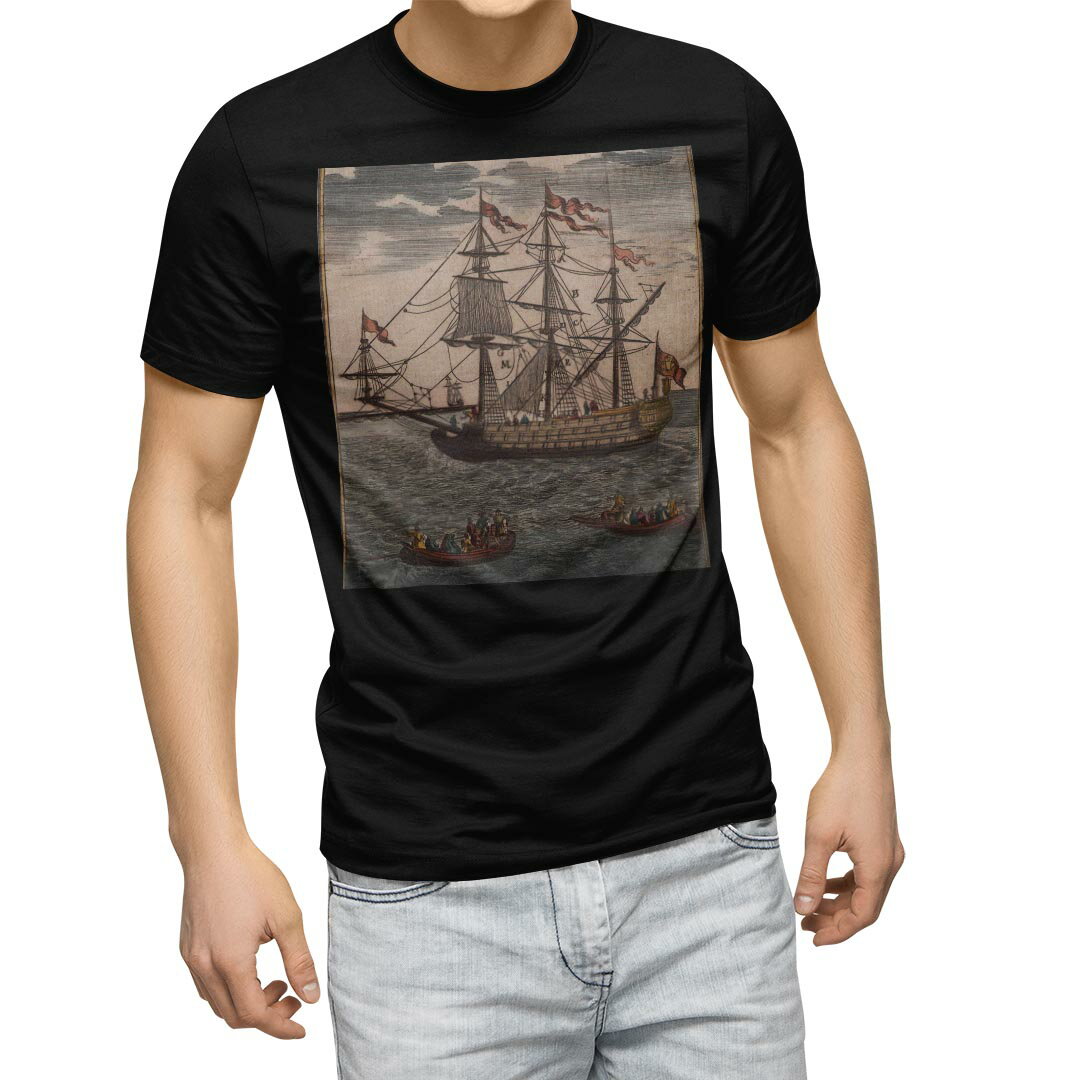 tシャツ メンズ 半袖 ブラック デザイン XS S M L XL 2XL Tシャツ ティーシャツ T shirt 黒 006100 アニマル その他 船 イラスト
