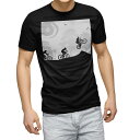tシャツ メンズ 半袖 ブラック デザイン XS S M L XL 2XL Tシャツ ティーシャツ T shirt 黒 006527 クール 自転車 人物