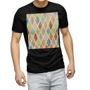 tシャツ メンズ 半袖 ブラック デザイン XS S M L XL 2XL Tシャツ ティーシャツ T shirt 黒 006866 チェック・ボーダー カラフ...
