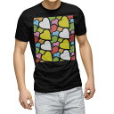 tシャツ メンズ 半袖 ブラック デザイン XS S M L XL 2XL Tシャツ ティーシャツ T shirt 黒 007071 ラブリー ハート カラフル(4)