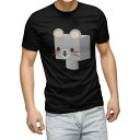 tシャツ メンズ 半袖 ブラック デザイン XS S M L XL 2XL Tシャツ ティーシャツ T shirt 黒 007139 ねずみ キャラクター