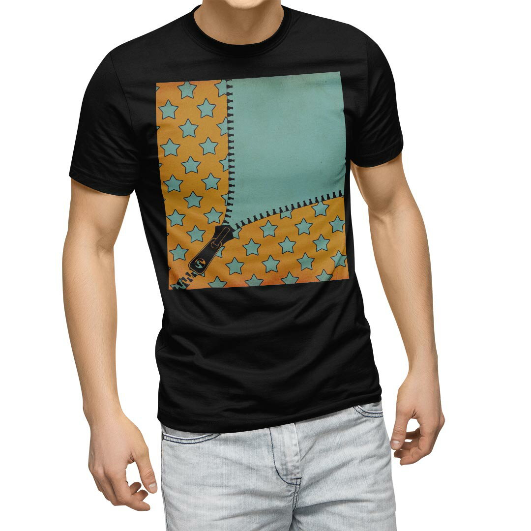 Rakuten - tシャツ メンズ 半袖 ブラック デザイン XS S M L XL 2XL Tシャツ ティーシャツ T shirt　黒 007292 その他 星　スター　ジッパー　オレンジ