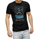 tシャツ メンズ 半袖 ブラック デザイン XS S M L XL 2XL Tシャツ ティーシャツ T shirt 黒 007994 海 イラスト 虹 イルカ(4)