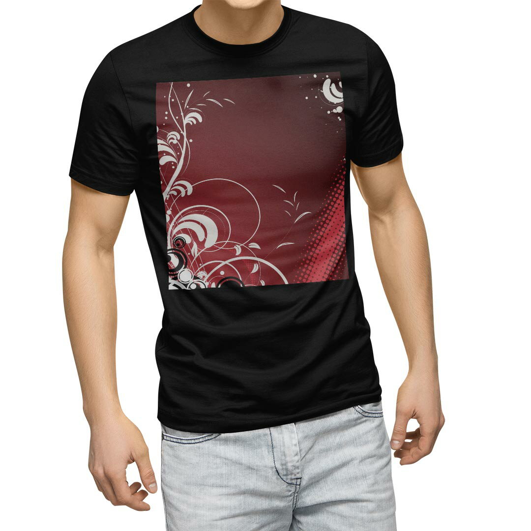 襯衫, T恤 - tシャツ メンズ 半袖 ブラック デザイン XS S M L XL 2XL Tシャツ ティーシャツ T shirt　黒 007999 クール 赤　レッド　植物　デザイン