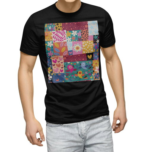 tシャツ メンズ 半袖 ブラック デザイン XS S M L XL 2XL Tシャツ ティーシャツ T shirt 黒 008075 ユニーク 花 フラワー ハート 鳥 カラフル tシャツ メンズ 半袖 ブラック デザイン XS S M L XL 2XL Tシャツ ティーシャツ T shirt 黒 008075 ユニーク 花 フラワー ハート 鳥 カラフル