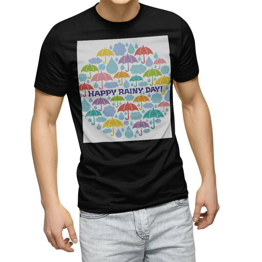 tシャツ メンズ 半袖 ブラック デザイン XS S M L XL 2XL Tシャツ ティーシャツ T shirt 黒 008195 カラフル 雨 傘 しずく 雫 tシャツ メンズ 半袖 ブラック デザイン XS S M L XL 2XL Tシャツ ティーシャツ T shirt 黒 008195 カラフル 雨 傘 しずく 雫