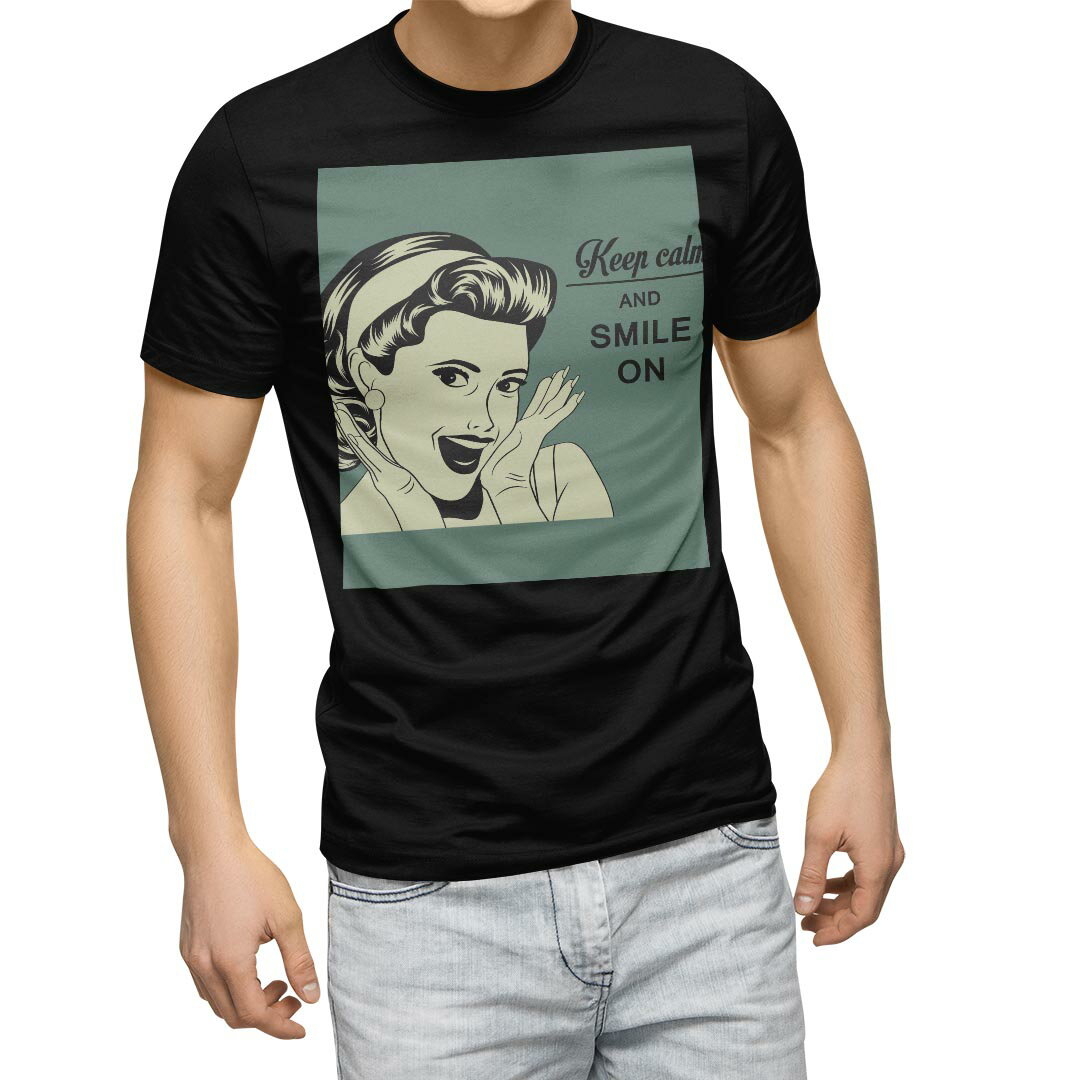 tシャツ メンズ 半袖 ブラック デザイン XS S M L XL 2XL Tシャツ ティーシャツ T shirt 黒 008273 ユニーク イラスト 人物 文字 グリーン