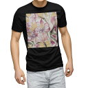 tシャツ メンズ 半袖 ブラック デザイン XS S M L XL 2XL Tシャツ ティーシャツ T shirt 黒 008412 フラワー 花 フラワー 水彩 イラスト(4)
