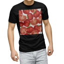 tシャツ メンズ 半袖 ブラック デザイン XS S M L XL 2XL Tシャツ ティーシャツ T shirt　黒 008422 ユニーク 野菜　トマト　赤　レッド　模様