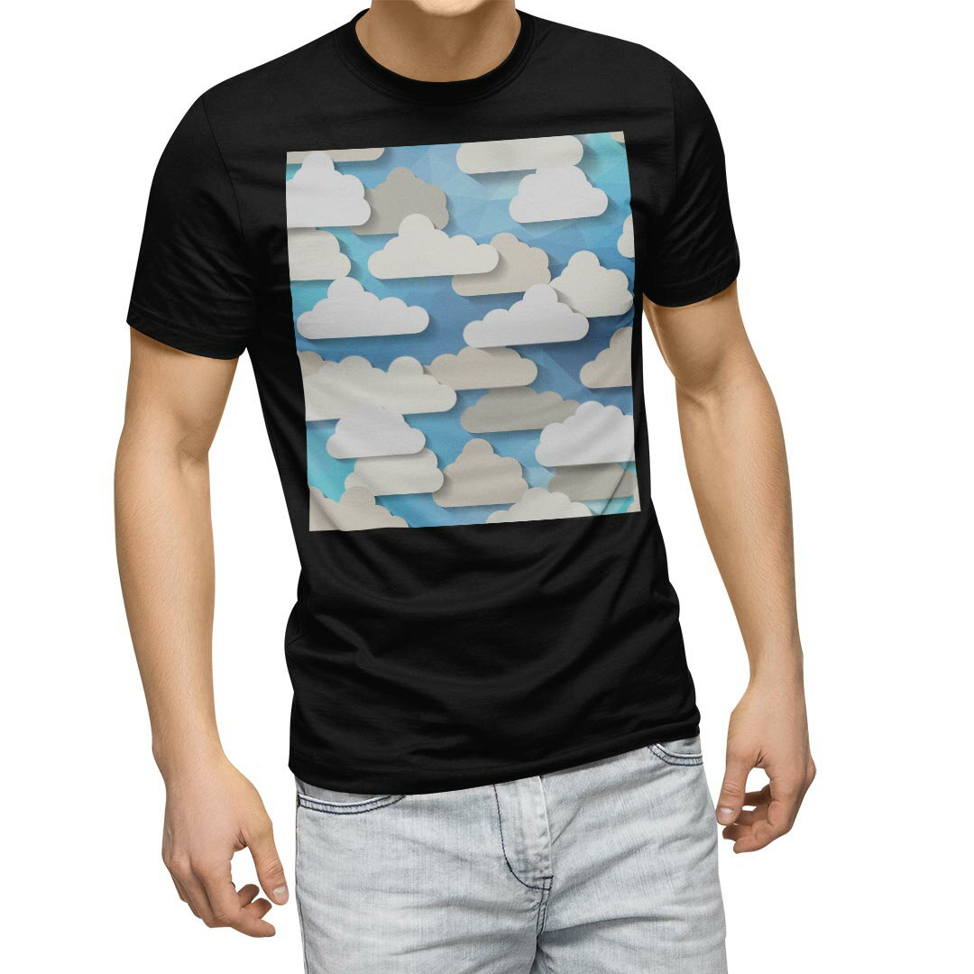 Shirts, T-Shirts - tシャツ メンズ 半袖 ブラック デザイン XS S M L XL 2XL Tシャツ ティーシャツ T shirt　黒 008524 ユニーク 雲　空　青　ブルー