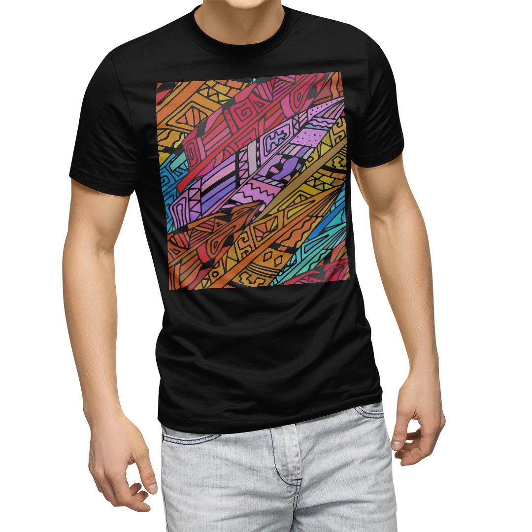 Rakuten - tシャツ メンズ 半袖 ブラック デザイン XS S M L XL 2XL Tシャツ ティーシャツ T shirt　黒 008764 ユニーク カラフル　模様